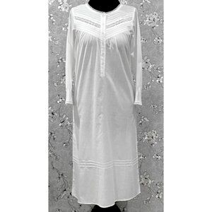 SoieRose SR-1218 Victorian White Cotton Nightgown Long Sleeve Lace Trim Vintage